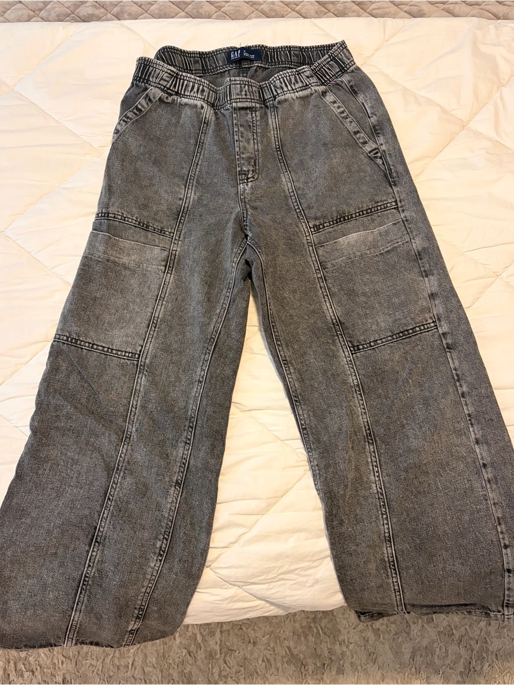 GAP Denim Wide-Leg Washed Gray Jeans